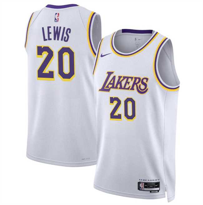 Men%27s Los Angeles Lakers #20 Maxwell Lewis White 2024 Association Edition Stitched Jersey Dzhi